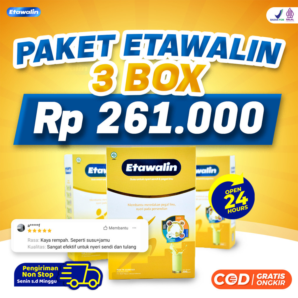 

paket 1 box harga 50k Susu Etawalin 3 Box – Tingkatkan Kesehatan Tulang / Atasi Nyeri Sendi / Asam Urat / Pegal Linu / Osteoporosis & Rematik Reumatik Original Susu Kambing Alami