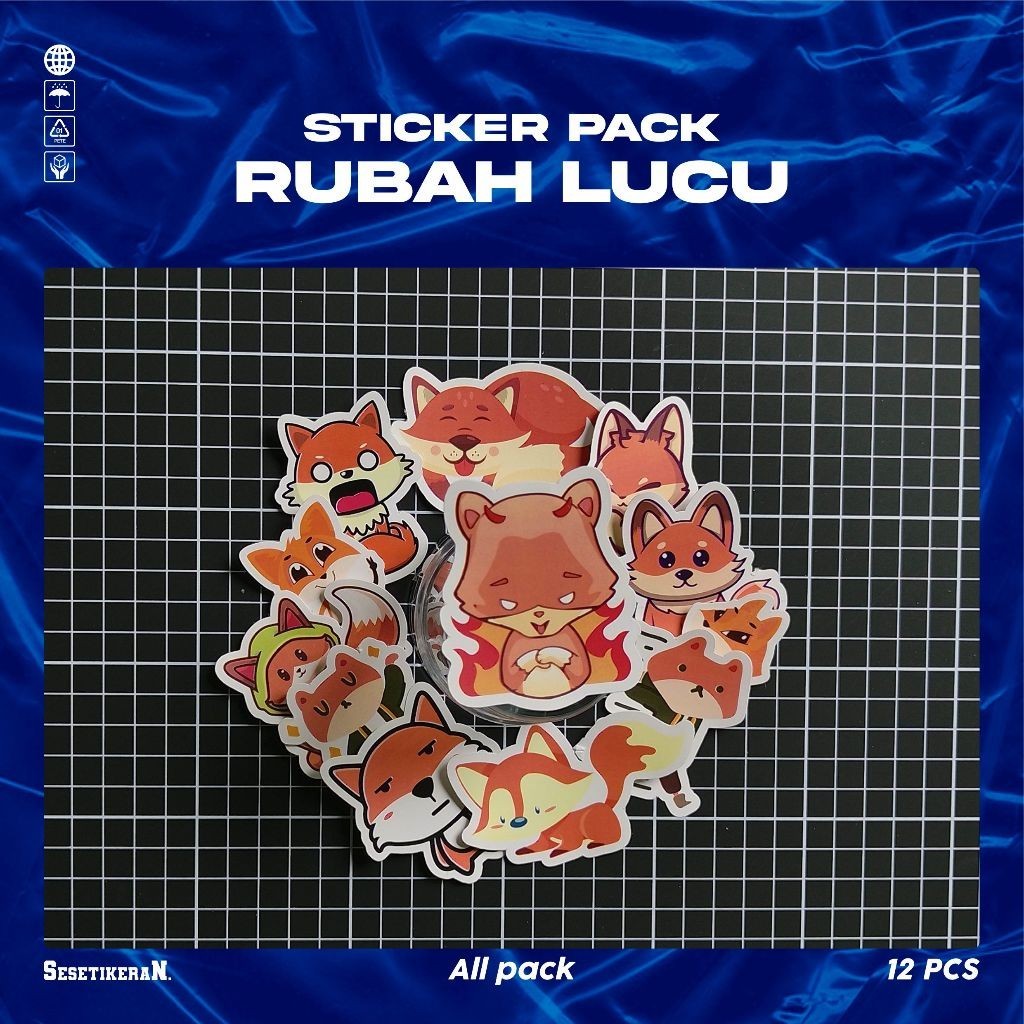 

COD✨ Sesetikeran Stiker Pack Rubah Lucu Untuk Koper Laptop Skateboard
