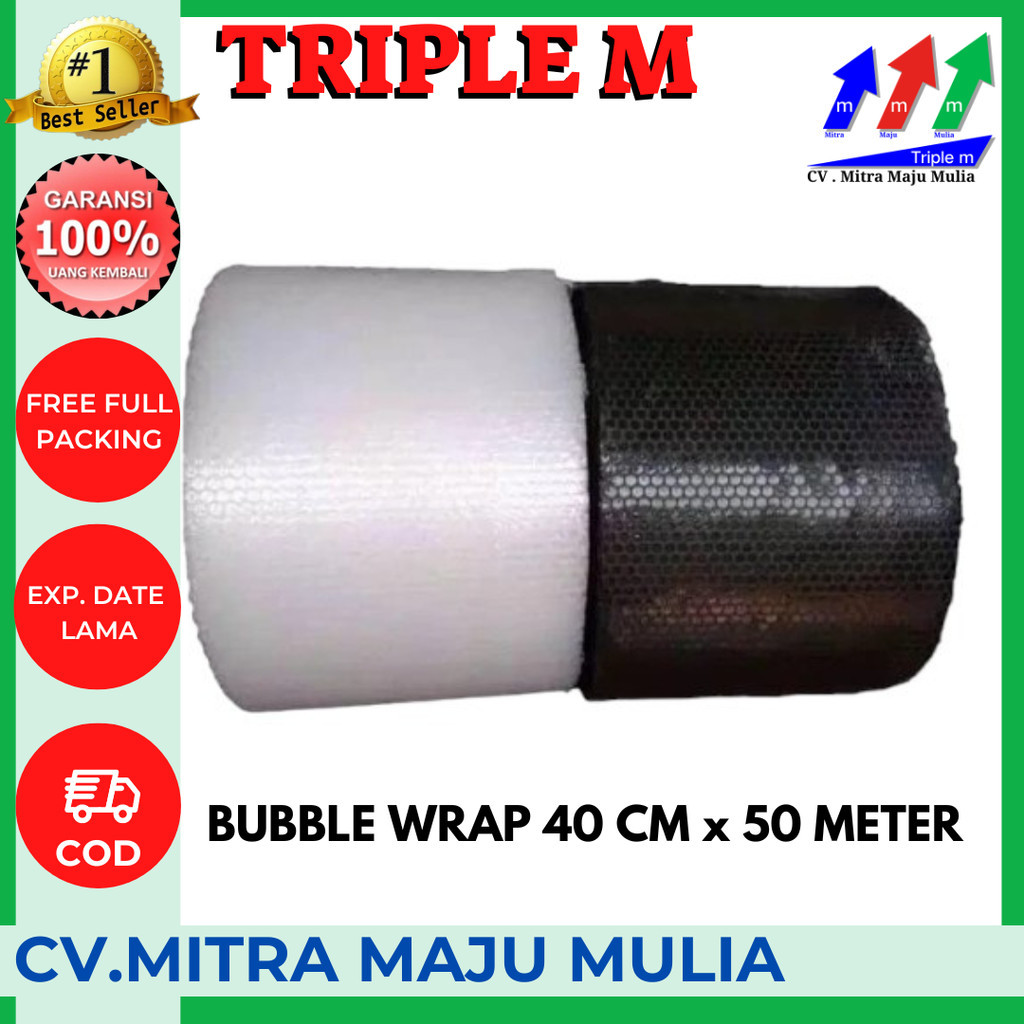 

Bubble Wrap Hitam Bening BubbleWrap 40 cm x 50 meter Murah Tebal 3M
