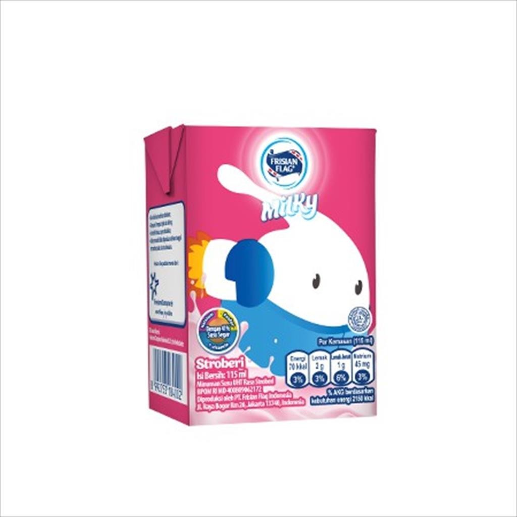 

Frisian Flag Bendera Kid / Milky Strawberry Susu Stroberi UHT Dus - [115 ml] Straw