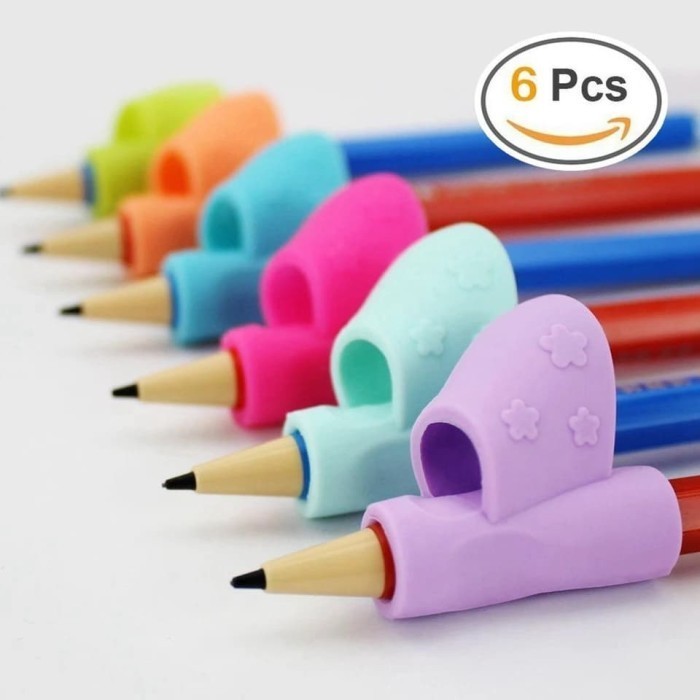 

[[ L8ID - BEST SELLER ]] Pencil Grip Pencil Hold Helper Alat Bantu Tulis Silicone Grip 6 Pcs