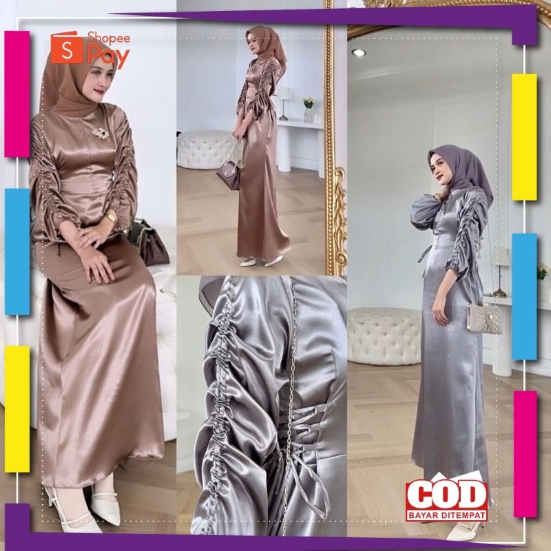 KAIN LEMBUT HALUS ADEM TEBAL / GAMIS SATIN AURORA silk premium// gamis dress satin aurora silk premi