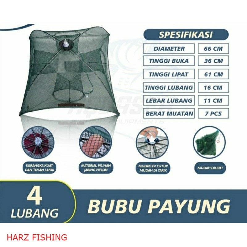 Payung bubu jaring 4 lubang jebakan ikan udang kepiting Sukabumi