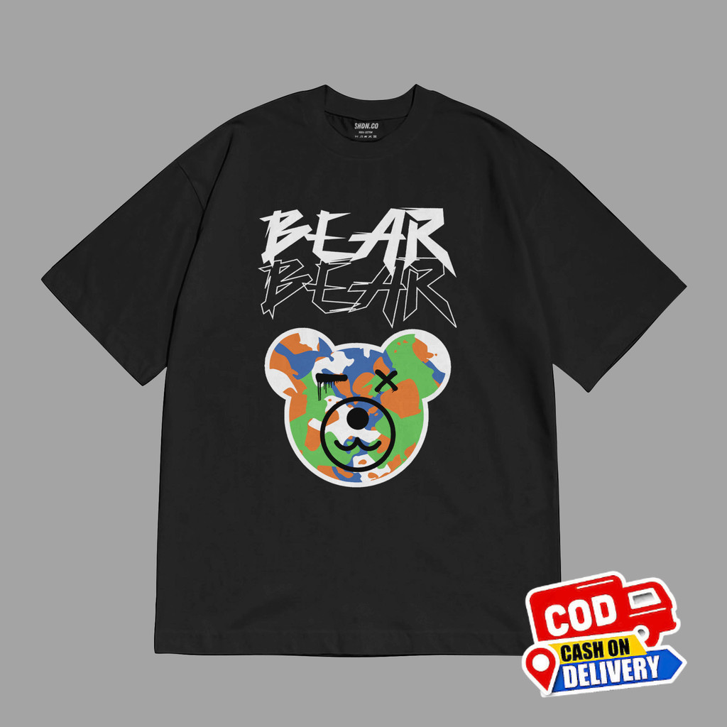 T-shirt | Teddy Bear | Bear Grafiti | Hitam | Kaos Beruang | TBR33 Pria & Wanita