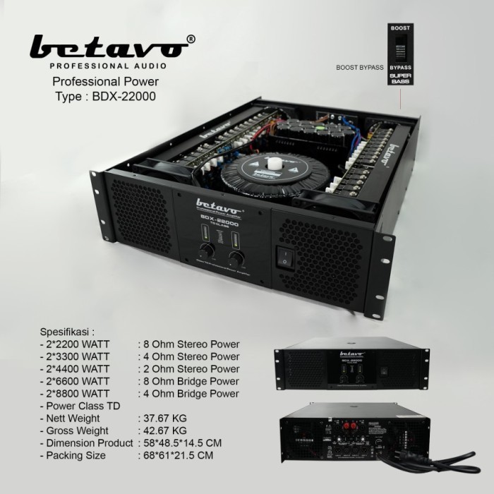 Power Betavo 2 CHANNEL PROFESIONAL BDX-22000 ORIGINAL GARANSI RESMI 1 TAHUN