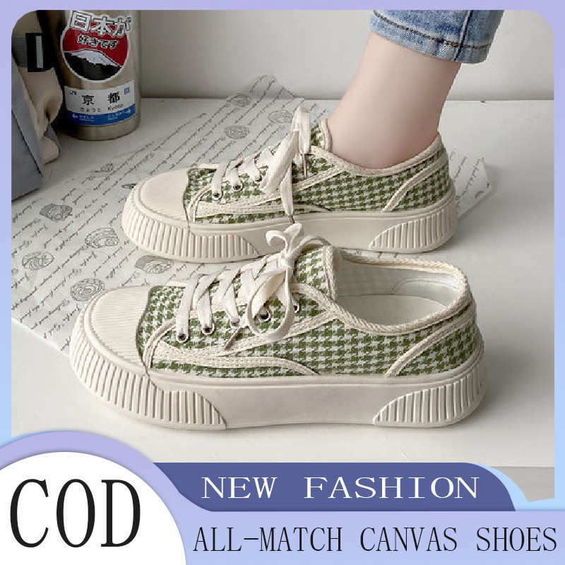 COD Erke Women's Shoes 2022 Styles korean style trendy all-match canvas shoes Rubber platform breath