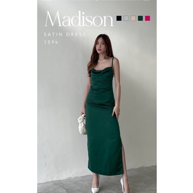 Madison Satin Dress Satin Ocha Wear Dress Pesta Satin Premium Backless Slit Party Dress Dress Kondan