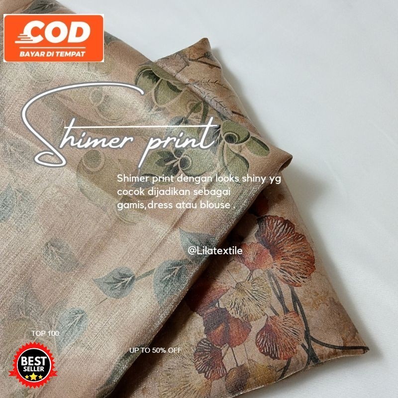 KAIN SHIMER PRINT cocok untuk gamis dan mukena ( HARGA PER 0,5 METER )