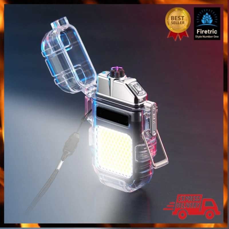 Korek Pemantik Api Elektrik Plasma Dual Arc dengan Senter LED MANCIS ISI ULANG MICROUSB