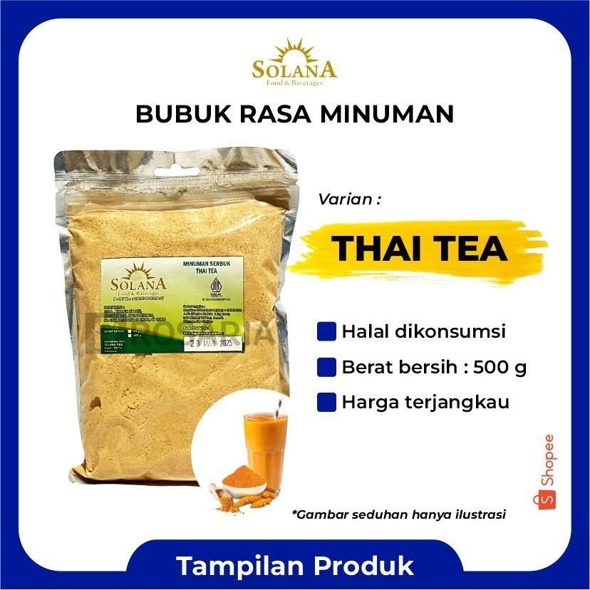 

Bubuk Rasa THAI TEA Serbuk Minuman Merk SOLANA Premium Kekinian