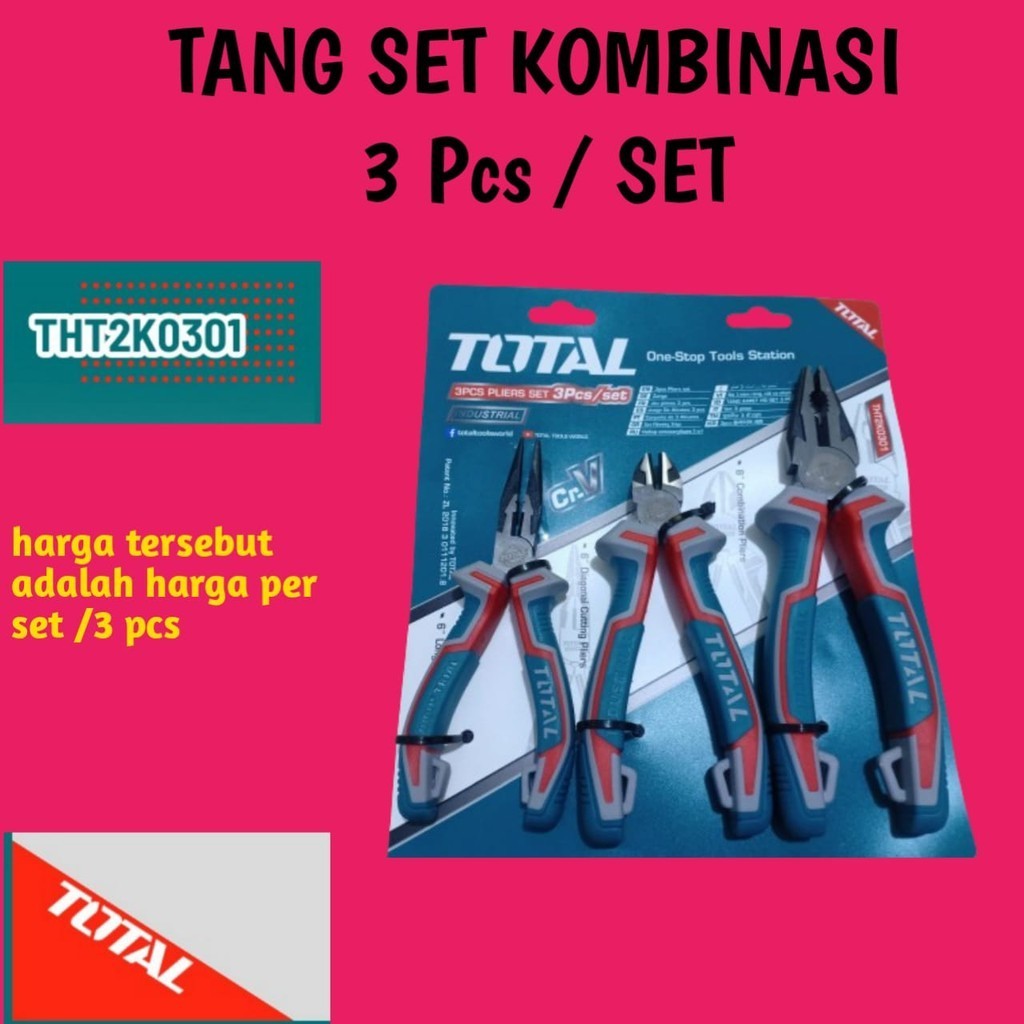 TOTAL THT2K0301 Tang set tang potong lancip kombinasi 3 pcs Pliers Set
