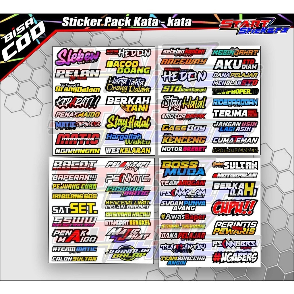 STIKER PACK KATA KATA RACING / STIKER PACK HEREX / STIKER PACK KEREN / STIKER PACK HOLOGRAM