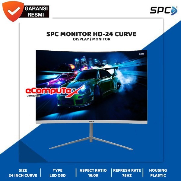 Monitor LED SPC HD-24 Curve - 24" IPS HDMI VGA - TKDN RESMI
