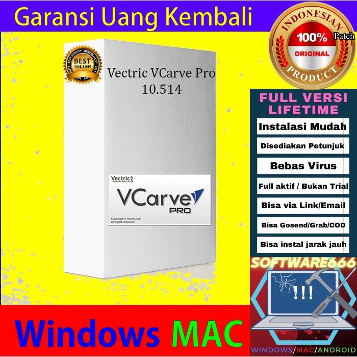 Software Membuat CNC Router: Vectric VCarve Pro 10 [WIN] - SOFTWARE MURAH - APLIKASI