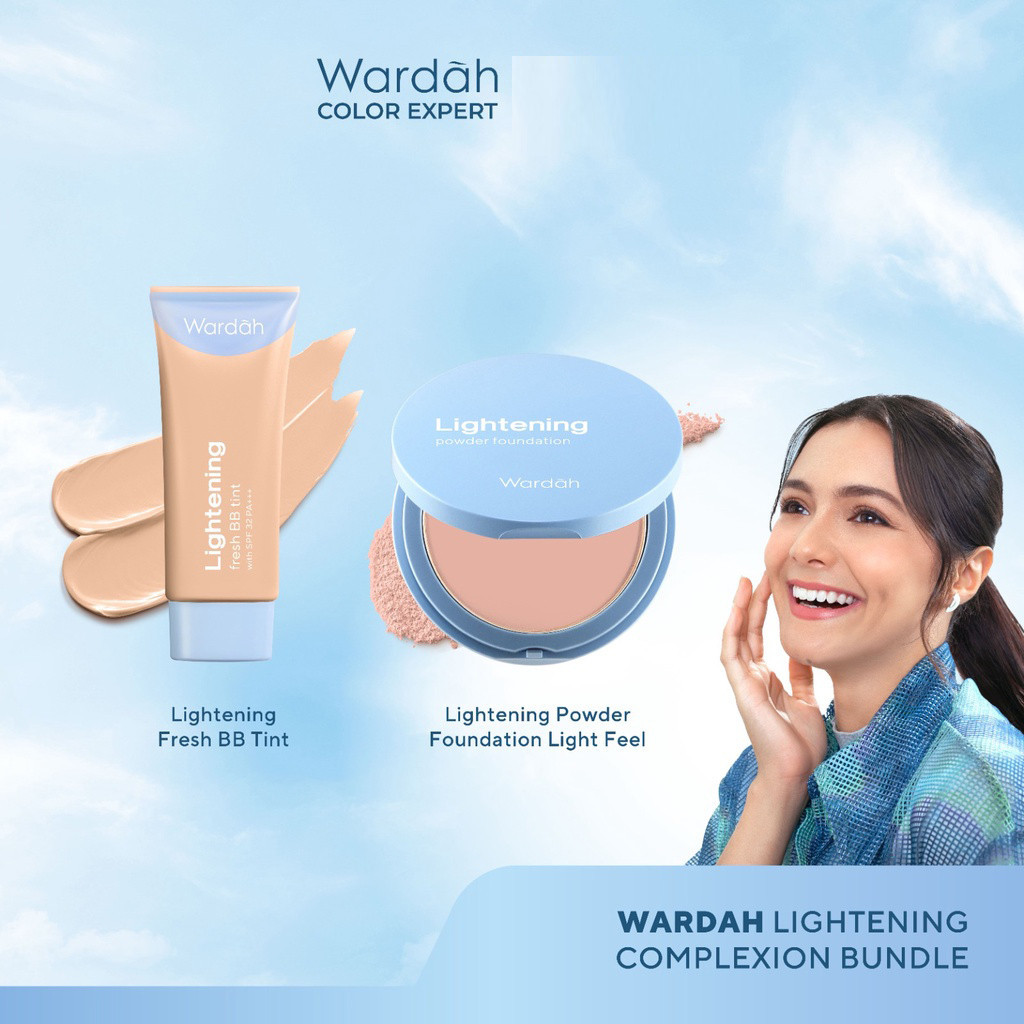PAKET Wardah Lightening Complexion Bundlle [ Powder Foundation light Feel + Fresh BB Tint 30ml ]
