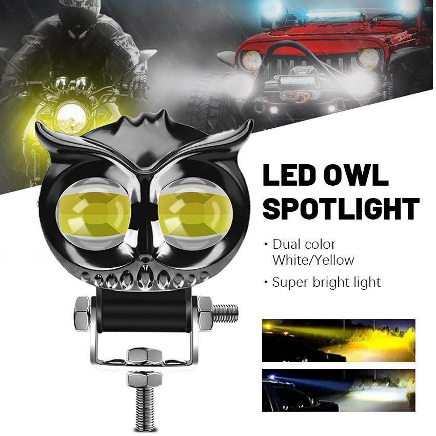 Lampu Sorot Tembak Laser 2 Mata Mini Led Owl Mobil Motor / Lampu Tembak Sorot Motor Mobil Led Mini 2
