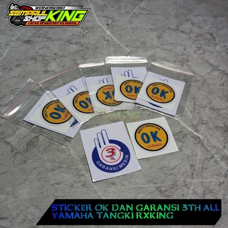 Stiker logo Ok dan sticker Garansi All YAMAHA Bisa untuk tangki rxking Rx king rxs rxk