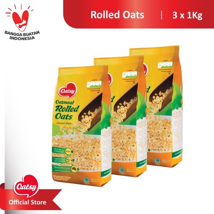 

[Terbaru] OATSY Oatmeal Rolled Oats 1kg (Triple Pack)