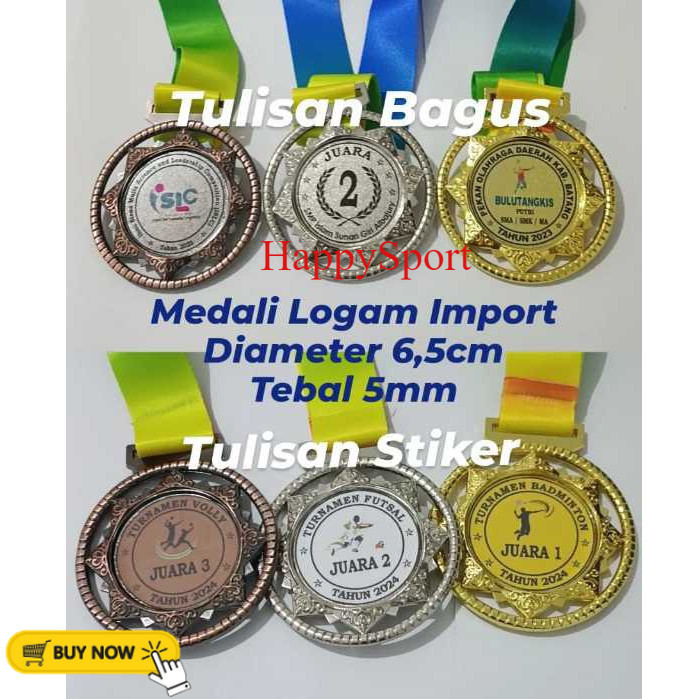 MEDALI LARI VOLI BADMINTON  IMPORT CUSTOM LOGAM MODEL BINTANG HARGA SATUAN PER 1PCS