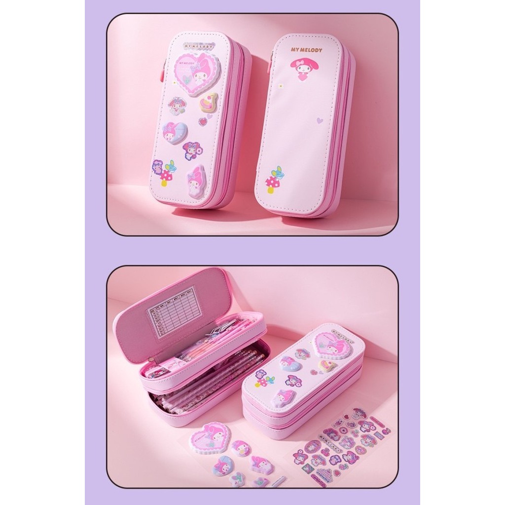 

✨LARIS✨ -Kotak Pensil Anak DIY Stiker Water Proof Dua Tingkat Kuromi Melody - ST Cinnamoroll