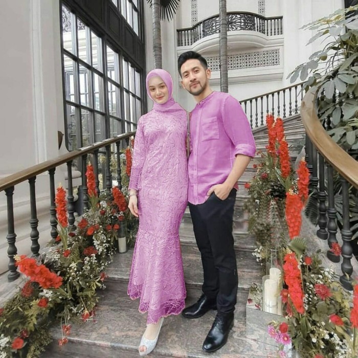 Couple yudho ungu XL Baju pesta brukat gamis duyung pasangan yud at - Fasn