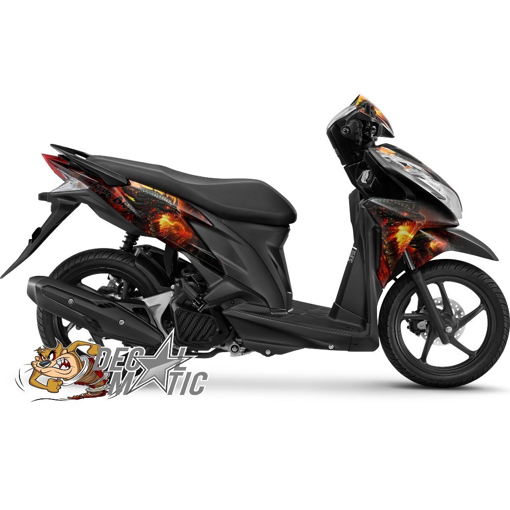 Decal Vario Techno 125 Full body  Stiker Full Body Vario Techno 125 PGMFI 2011- 2014 -  Black Dragon