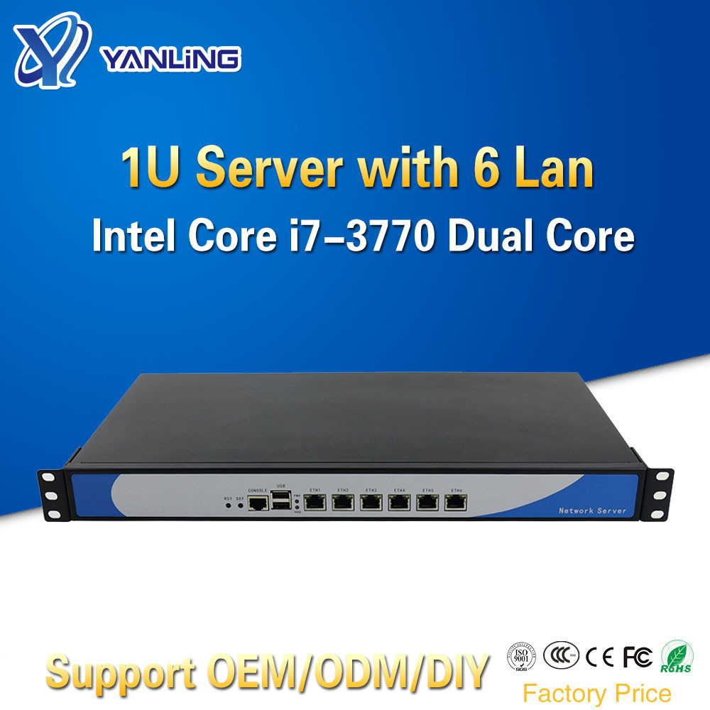 Yanling 19 Inch Rack Server 1U Intel Core i7 3770 6 Ethernet Lan Network Mini PC Pfsense soft router