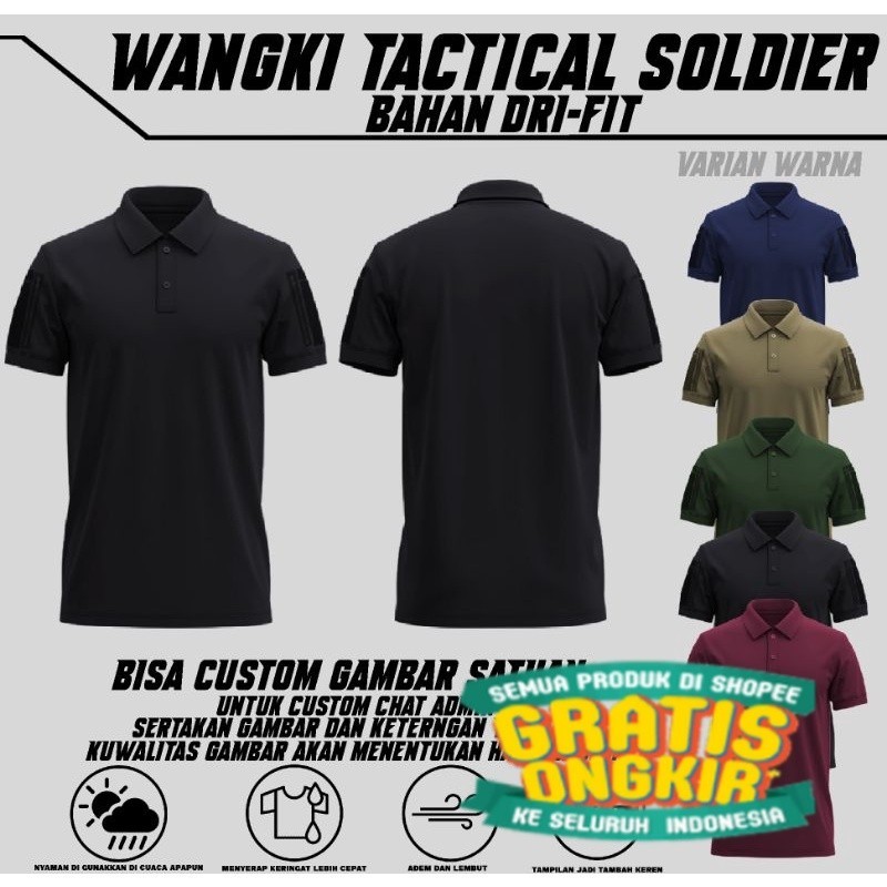 kaos wangki tactical bahan dri-fit bisa custom satuan/ jumbo big size besar