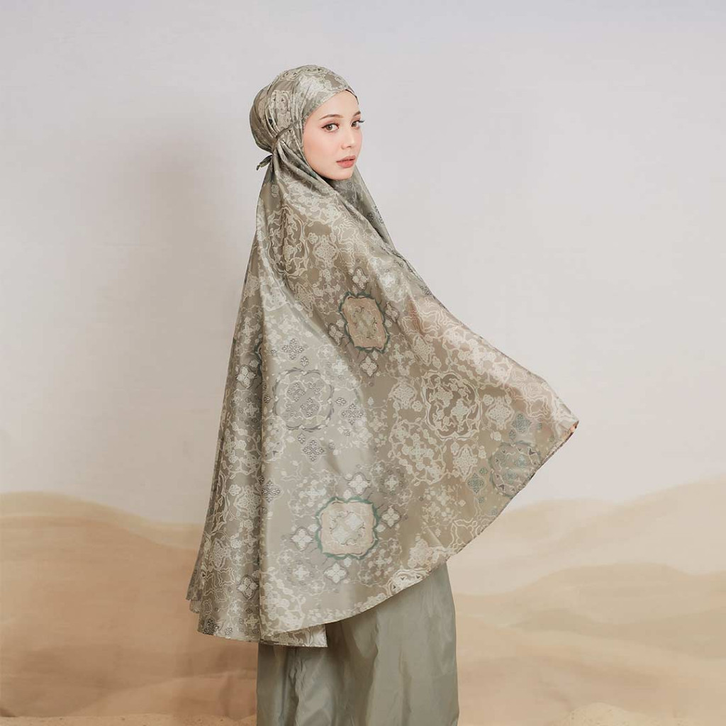 Mukena Traveling Mini Alif Modern Wear Turkish Motif Parasut Premium Korea Travel- Mermerli (MKN P09