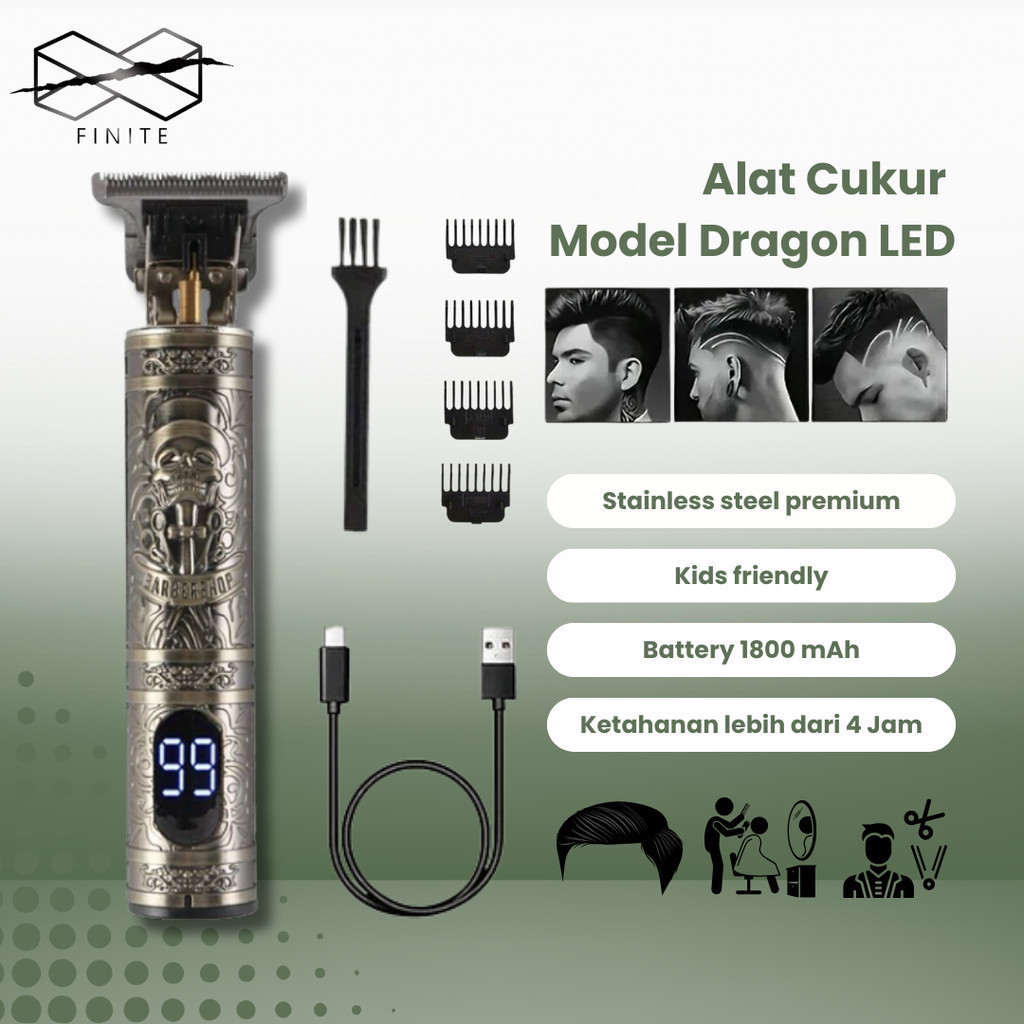 Alat Cukur Model Dragon LED  Hair Clipper Trimmer Premium Alat Potong Rambut Pria professional Elekt