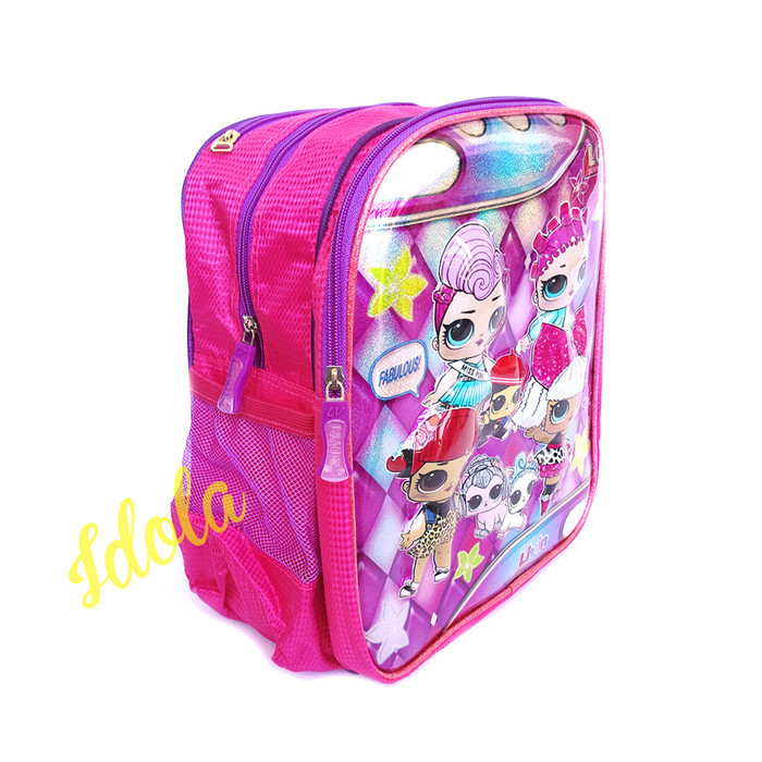 Andma Backpack Anak TK Livin Motif LOL Face Shield Anti Corona Tas Punggung - Merah Muda