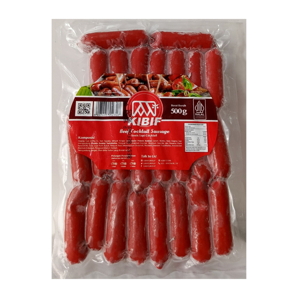 

(READY STOCK) KIBIF SOSIS MERAH PREMIUM BEEF COCKTAIL SAUSAGE 500 GR HALAL FROZEN FOOD MURAH