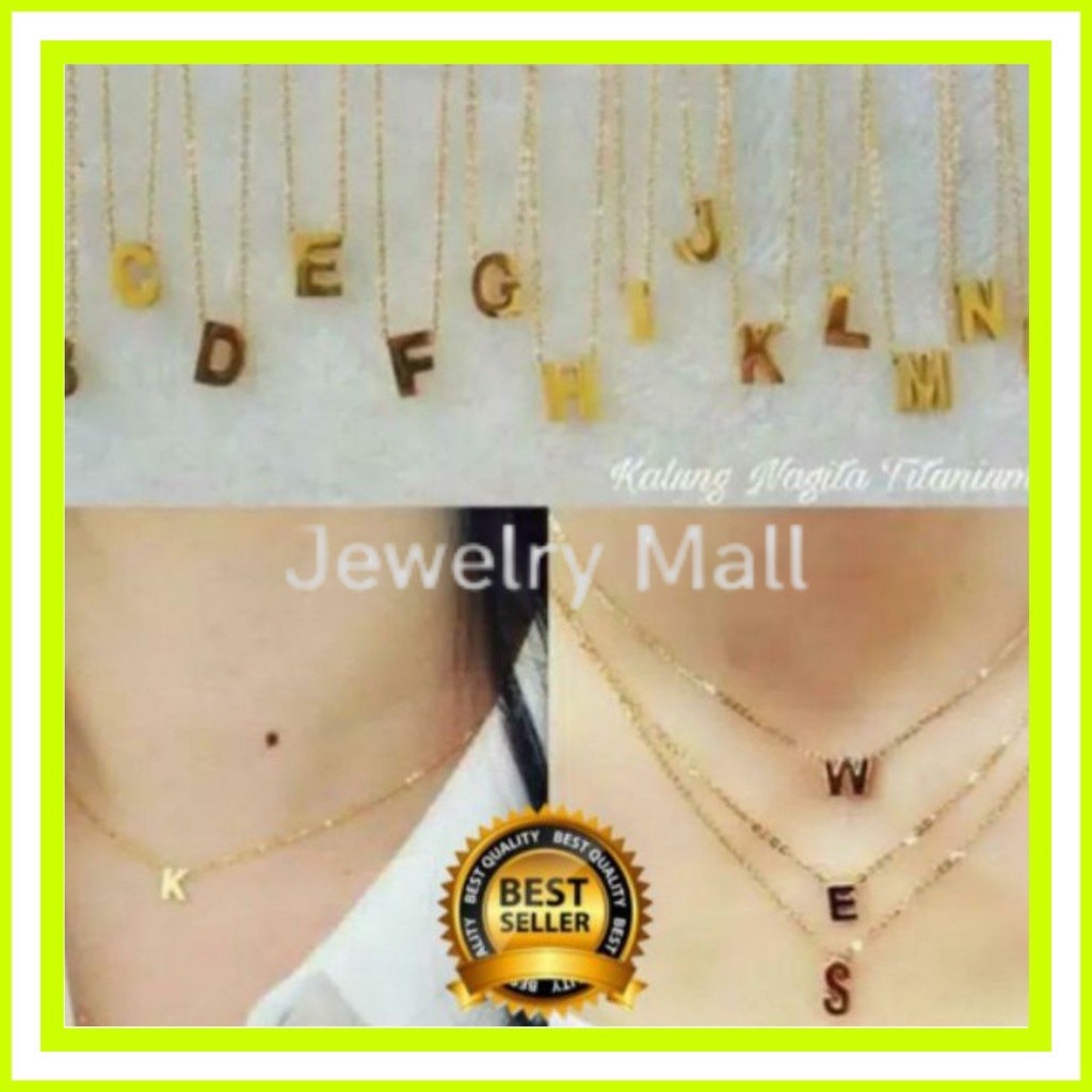 COD - Kalung titanium inisial huruf kualitas terbaik / Kalung huruf nagita titanium / Kalung inisial