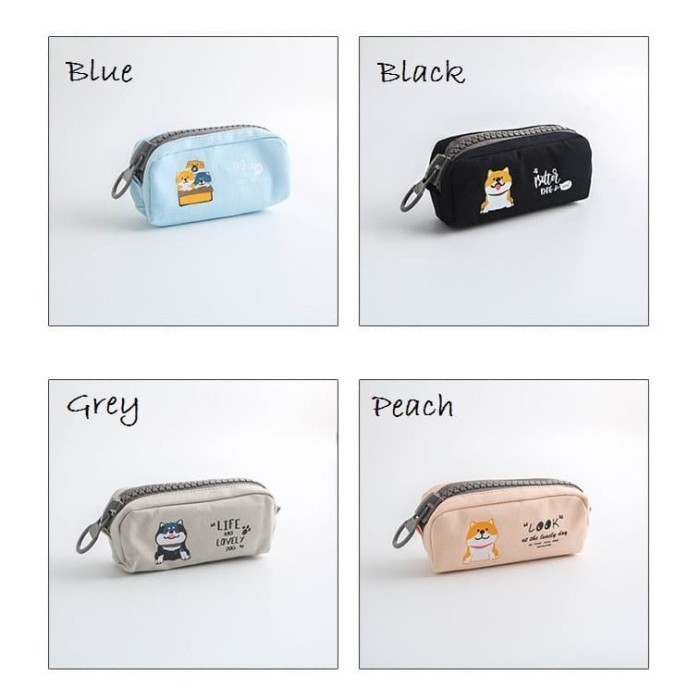 

promo ✨ -TP0046 Kaii Shiba Dog B Zipper Large Pencil Case / Tempat Pensil - grey
