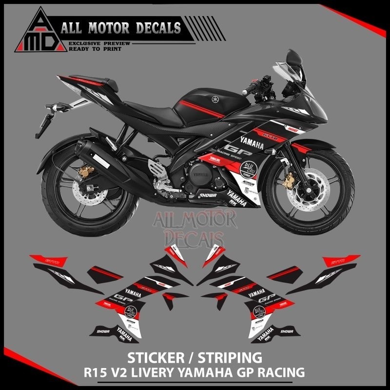 Striping Stiker R15 V2 Motif Yamaha Gp Racing / Decal Yamaha R15 V2, V1 / Sticker Motor R15 V2 Custo