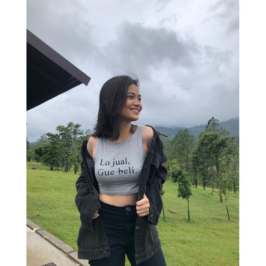 Crop Tanktop Tank top custom - S, Putih