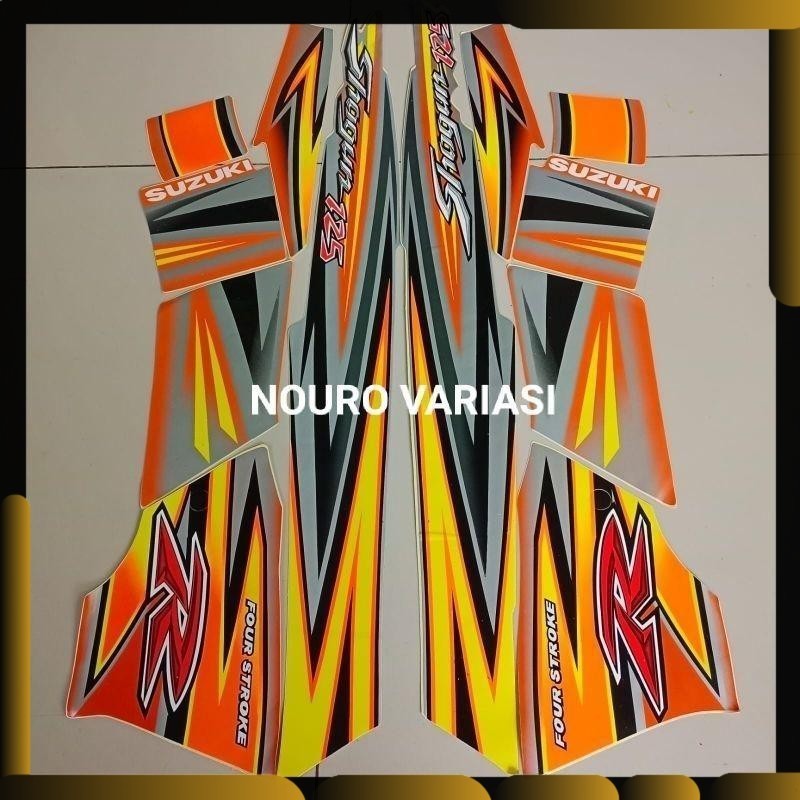 striping suzuki shogun r 125 2006 oren silver body standar