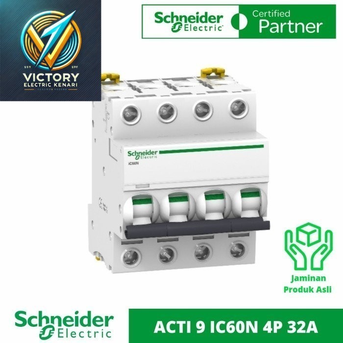 MCB 4p 32a 4 Phase 32 Ampere Original SNI Schneider IC60N 4Pas 32Amper
