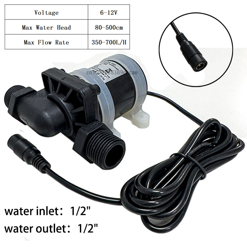 Super Quiet IP68 DC 12V 24V Brushless Mini Water Pump 4 Point Thread Solar Water Heater Shower Circu