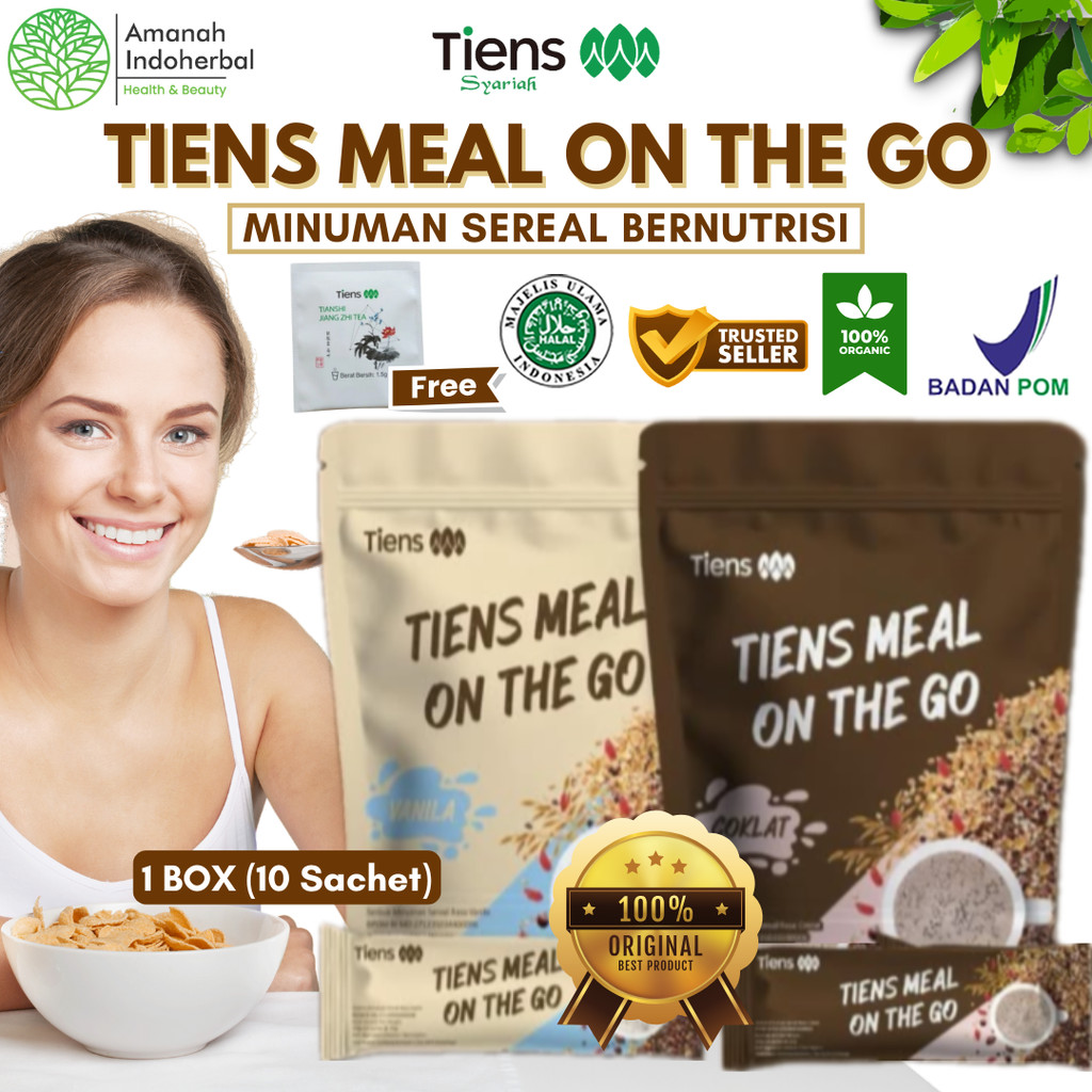 

Minuman Sereal Tiens Meal on The Go Original BPOM Halal MUI, Pengganti Makan Pagi & Malam, Menahan Nafsu Makan Berlebih, Terasa Kenyang Lebih Lama, Bantu Turunkan Berat Badan Berlebih, Rendah Lemak, Rendah Gula, Rendah Garam