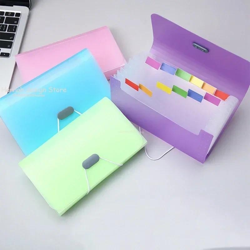 

A6 Multi-layer 13 Grids Expanding Wallet File Folder Buckle Organ Bag Large Capacity School Office Data Storage Organizer Pouch