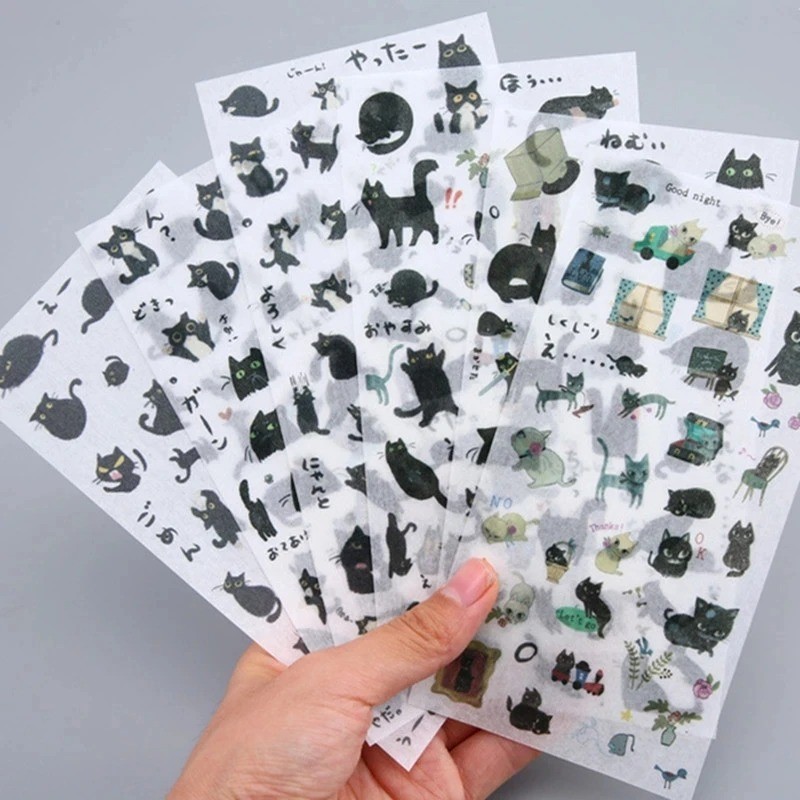 

6 pcs/pack Cute Black Cat Decorative Stationery Stickers Scrapbooking Diy Diary Album Stick Lable