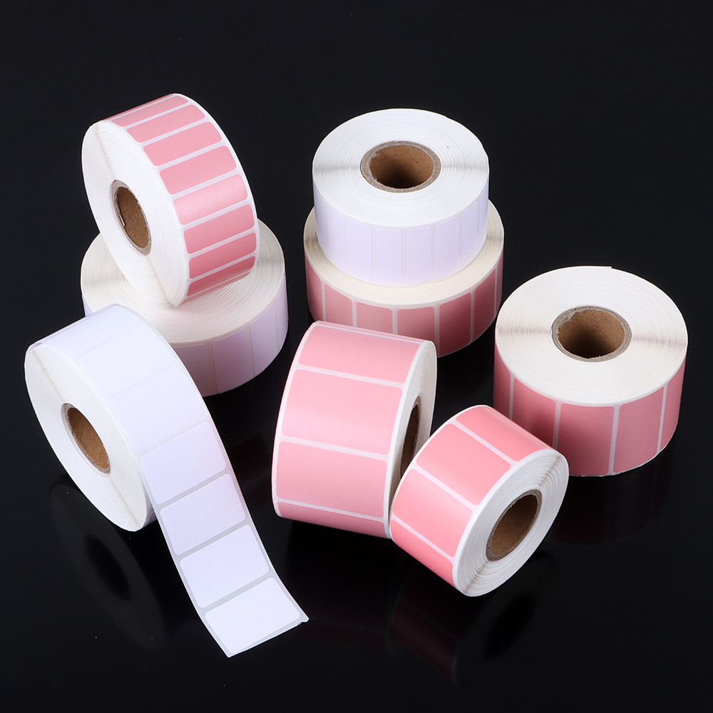 

1 Roll White/Pink Waterproof Self Adhesive Thermal Label Sticker Paper Supermarket Price Blank Label Direct Print Tag Supplies