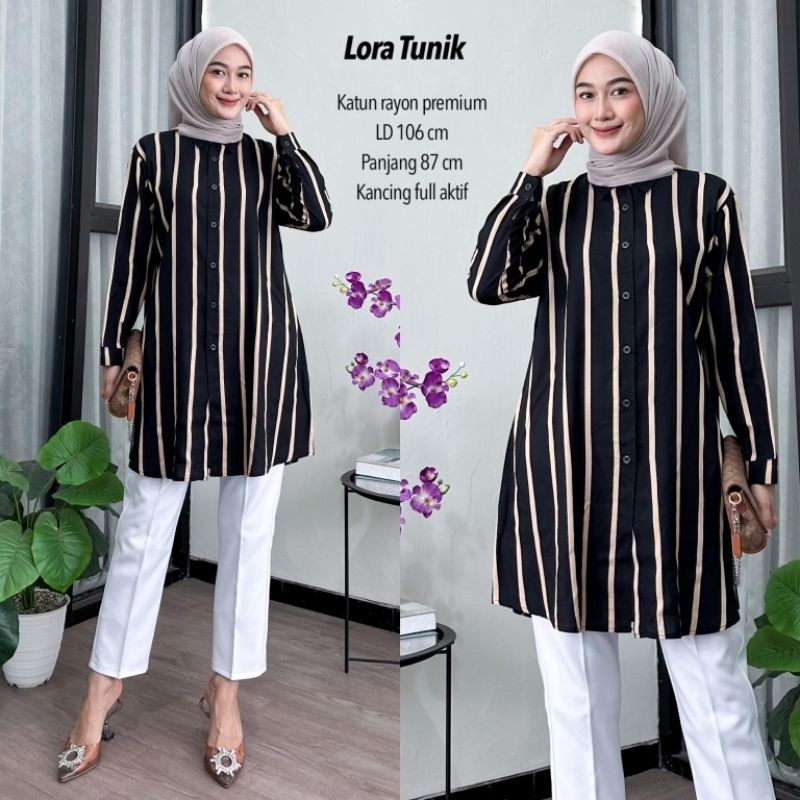 LORA TUNIK WANITA RAYON SALUR / Tunik Salur / Tunik Rayon / Tunik Motif / Tunik BUSUI