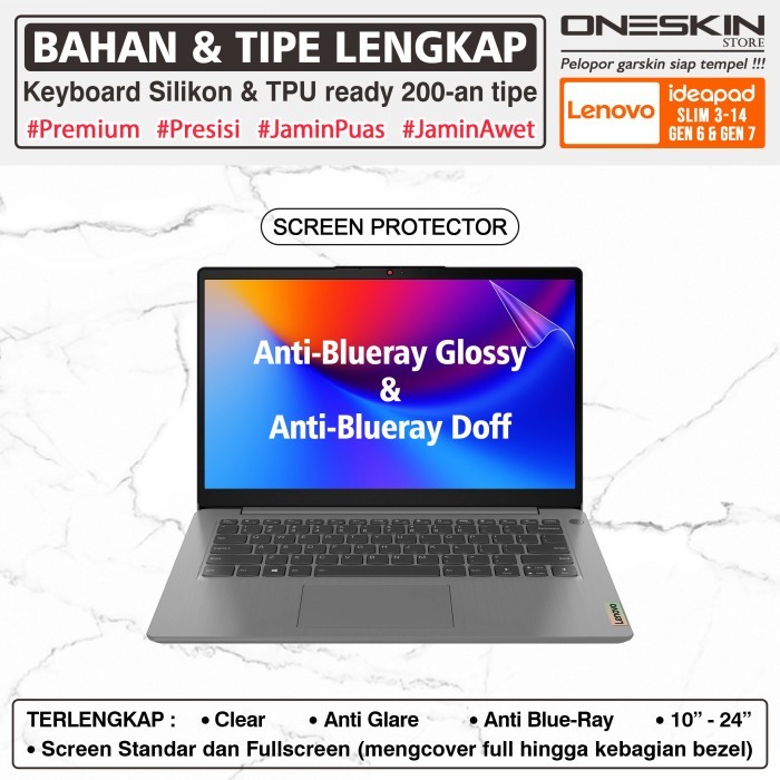 Garskin Sticker Laptop Lenovo IdeaPad Slim 3 3i-14 14ALC6 14ITL6 Polos - Blueray Doff