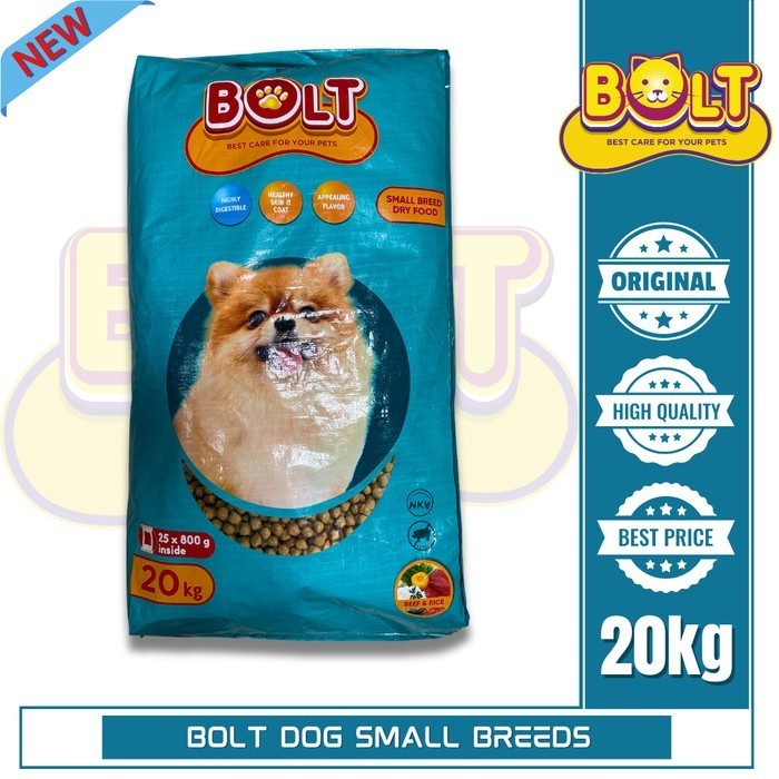 Bolt Dog Small Breed Beef & Rice Dry Food Adult Makanan Anjing Dewasa 20 Kg