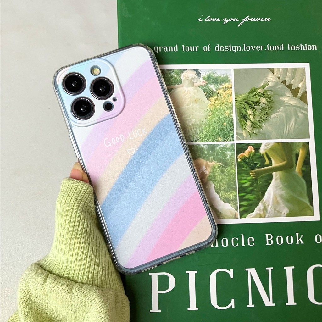 iPhone Case SOFTCOLOR RAINBOW CASE IPHONE GOODLUCK LOVE FOR IPHONE 7 8 12 PRO MAX 11 PRO MAX XS MAX 