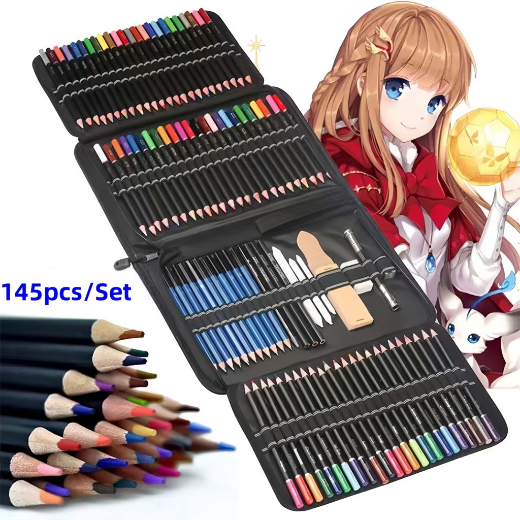 

12pcs/54pcs/70pcs/145pcs Art Supplies Drawing and Sketching Colored Pencils Set Graphite Charcoal Professional Artists Pencils