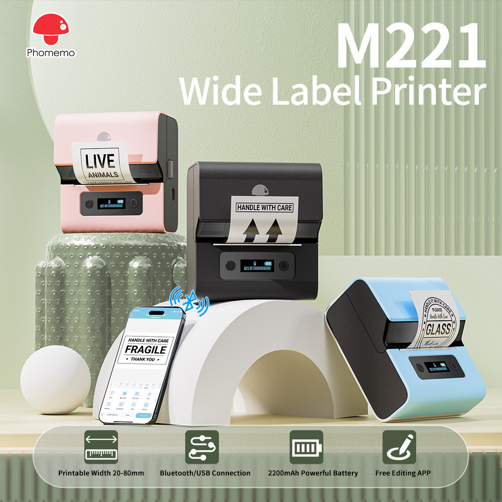 

3 Inch Bluetooth Label Maker Machine M221 Brcode Printer for Barcode Address Logo Mailing Sticker for Small Business Home Office