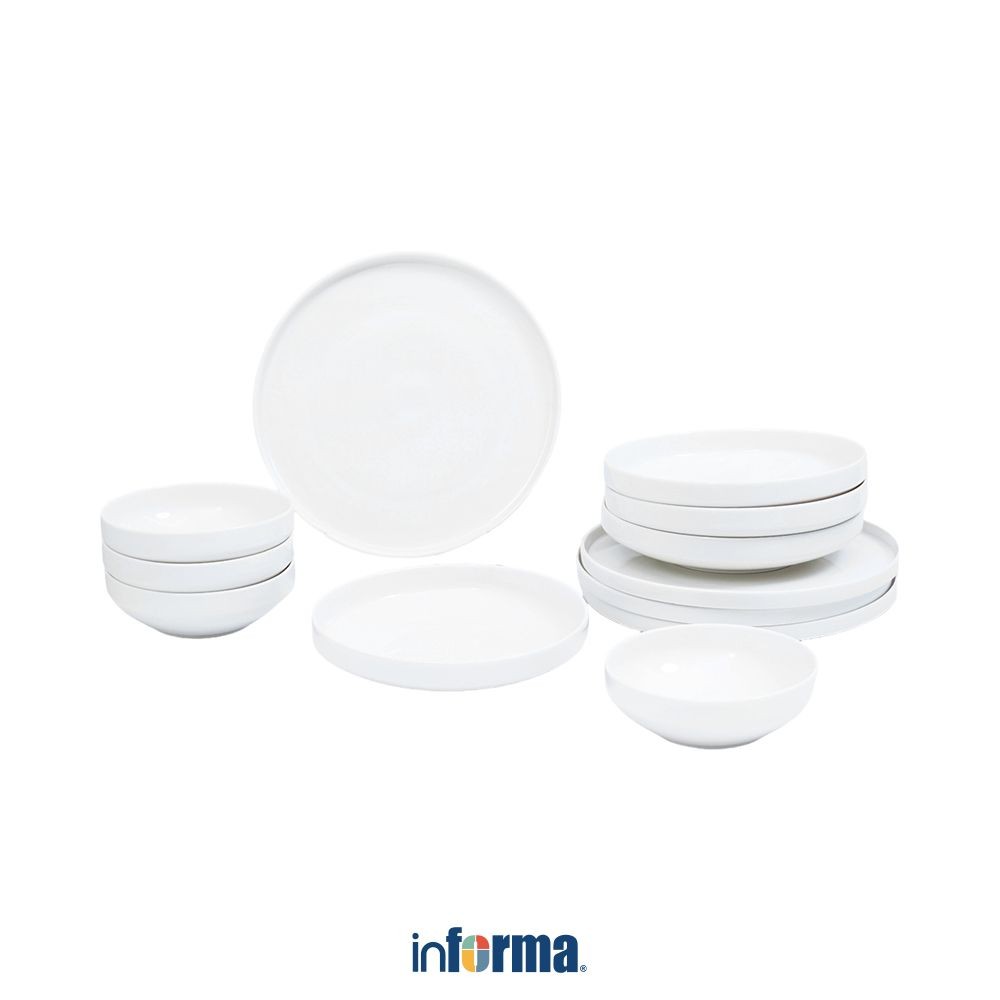Informa Appetite Gorin Set 12 pcs Perlengkapan Makan - Putih Dinner Set Plate Aesthetic Eating Utens